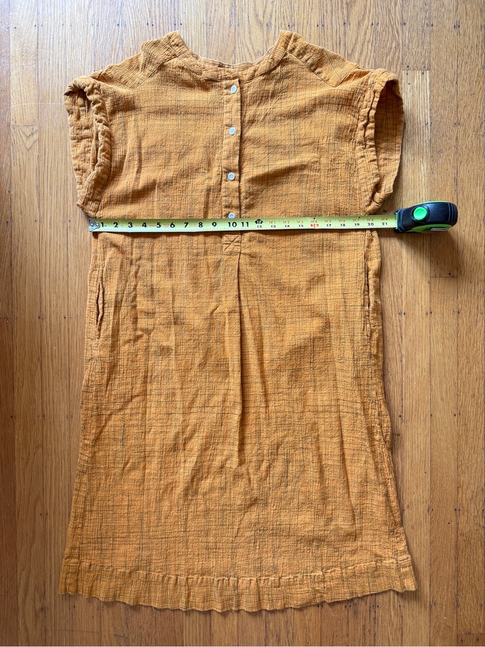 Toast Fine Crinkle Check Cotton Dress, Marigold, Size M - Picture 6 of 6